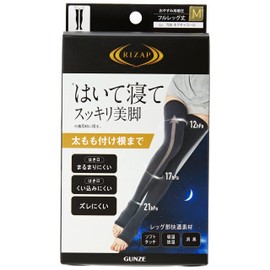 Gunze RIZAP Women's Compression Over Knee Socks, Sleep Neatly Beautiful Legs, Sleep Compression, Full Leg Length, mochaco -