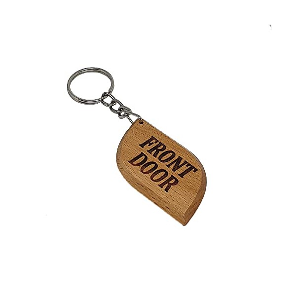 Front Door Key Tag Engraved Wooden Keyring Keychain Made to