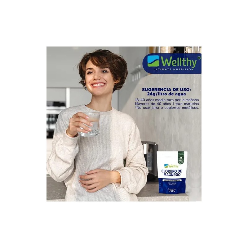 Wellthy Cloruro De Magnesio En Polvo 700g Sabor Neutro