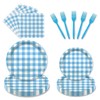 ZJRUI Classic Blue White Plaid Party Dinnerware Set - 96