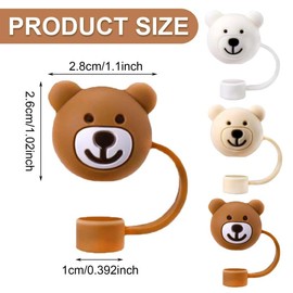 EUPSIIU 6 Stück Bären Strohhalm Abdeckung Straw Cover, Staubdicht Strohspitzen Deckel, Silikon Strohhalm Abdeckung, Niedlich Cartoon Weiche Strohspitzen Deckel, für Strohhalme (Mehrfarbig)