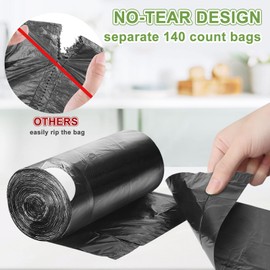 Small Trash Bags, 4 Gallon Trash Bag Drawstring 140 Count, Black Bathroom Trash Bags Strong Small Garbage Bags for Office Bedroom, No-tear Design Small Black Trash Bags, YUFDA Unscented Trash Bags