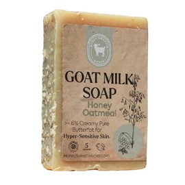 Honey Sweetie Acres Jabón Artesanal De Avena, Miel Y Leche De Cabra - Barra De 142 G (5 Oz), Elaborado Con Ingredientes Naturales, Hidratante Y Suave 