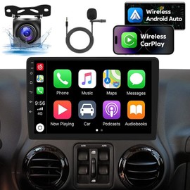 Alikali 10" Android 13 Car Stereo w/Wireless Carplay Android Auto fit for Jeep Liberty 2008 2009 2010 2011 Double Din Touch Screen Car Audio Receiver w/WiFi GPS Bluetooth AHD Backup Camera Mic