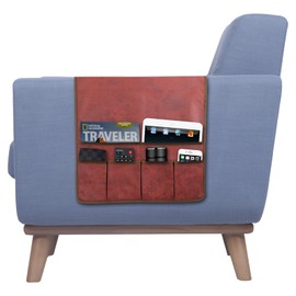 HAOMAIJIA Anti Slip Sofa Armrest Organizer Arm Chair Bedside Caddy Storage Organizer For Recliner Couch With 6 Pockets For Cell Phone Tv Remote Control Magazines (red)