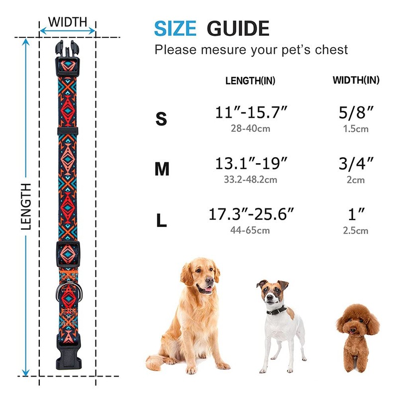 Rhea Rose Tribal Dog Collar Aztec Pattern Adjustable Collars Small