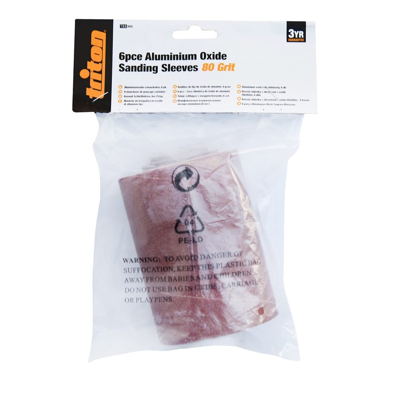 Triton tss80g Aluminium Oxide Sanding Sleeves, 6-Piece