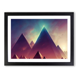 Futuristic Pyramids Vol.3 Abstract H1022 Framed Print for Living Room Bedroom Home Office Décor, Wall Art Picture Ready to Hang, Black A4 Frame (34 x 25 cm)