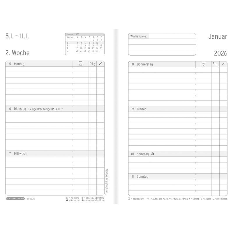 Chronoplan 50826 Book Calendar 2026 (Diary A6 (95 x 145