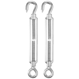 M METERXITY 2-Pack Turnbuckle Hook and Eye, M8 Stainless Steel Heavy Turnbuckles Wire Rope Tension for Cables Wire/Shade Sail Hardware/Garden Trellis, Adjustable Tension