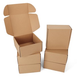 PHAREGE 8x8x4 inch Gift Shipping Boxes 6 Pack Brown, Tab Lock Tuck Top Mailing Boxes for Packaging Small Business, Small Cardboard Mailer Boxes for Wrapping Present