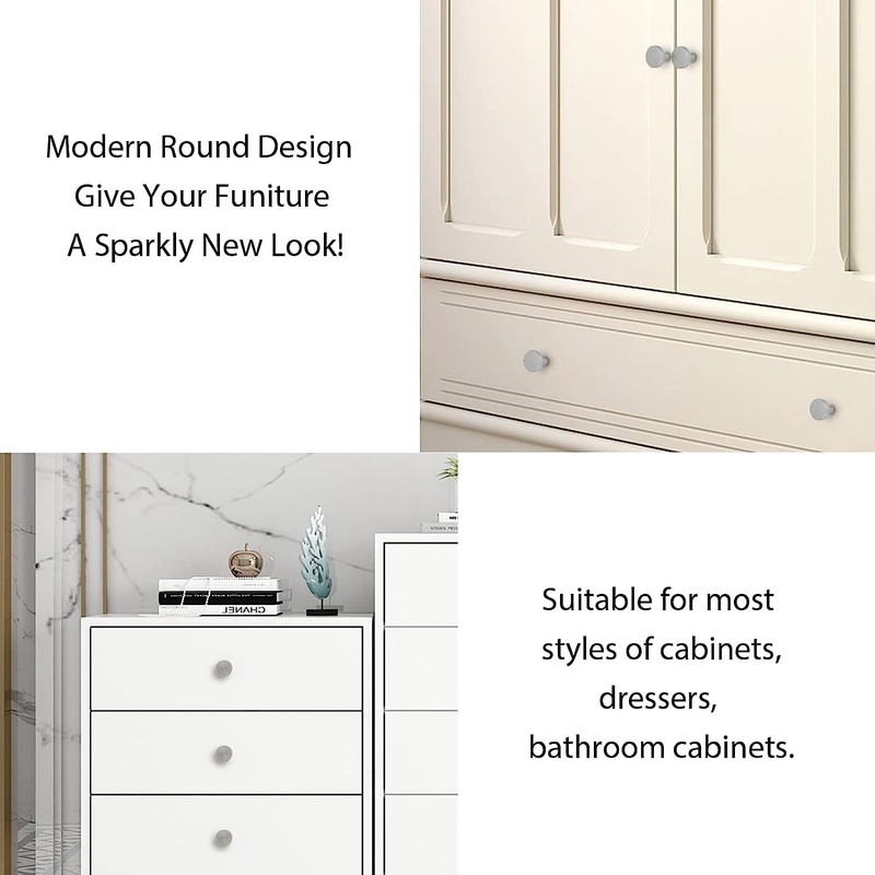 LONTAN Pack of 10 Cabinet Knobs, Stainless Steel Furniture Knobs,