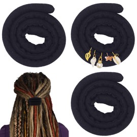 3 Stück Spiral Lock Hair Tie Dreadlock Haargummi Set Dreadlock Zubehör für Frauen und Männer Dreadlocks Pferdeschwanz Halter Dread Haarbinder für Braids dickes lockiges Haar (50 cm/20 inches, Schwarz)