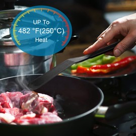 Espátula fina de silicona para tortillas, espátula larga de crepé, resistente al calor, espátula antiadherente para panqueques para cocinar hamburguesas de huevo, pizza, panqueques, filetes, tortillas, crepes (1, negro)