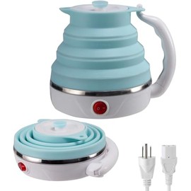 Travel Foldable Electric Kettle Boil Dry Protection Portable with Dual Voltage and Separable Power Cord