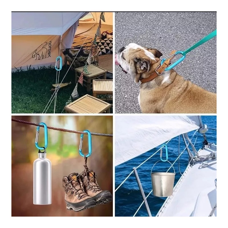 Estuchelandia 10 Pzs Gancho Mosqueton Aluminio Hebilla En Forma D