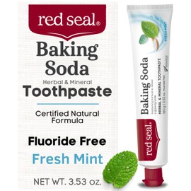 Red Seal Fluoride Free Toothpaste - Baking Soda - Herbal & Mineral Formula, Vegan-Friendly, Cruelty-Free, SLS and Paraben-Free, No Artificial Flavors, NATRUE Certified Natural, Dry Mouth Relief