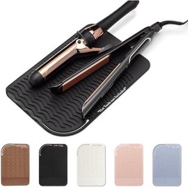 Heat Resistant Mat - Iron Mat - Curling Iron Holder - Silicone Heat Resistant Mat - Makeup Mat - Hot Tools Mat - Hot Tools Flat Iron Holder - Color: Black