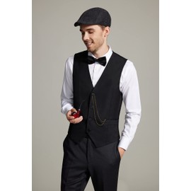 Gionforsy 1920s Mens Costume Gatsby Gangster Costume Accessories Set 20s Hat Suspenders Bow Tie (Black, X-Large)