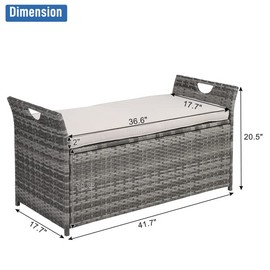 Generic 34 Gallon Outdoor Wicker Rattan Storage Bench Deck Box with High Density Foam Seat Cushion for 2 Persons Seating, Patio Garden Yard Poolside Porch Furniture (Grey), SLY16976080SLY57830251