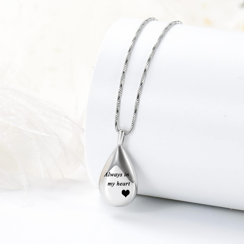QGJNSGC Carved Tears Keepsake Ash Necklace Urn Pendant Cremation Memory