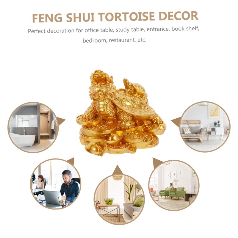 iplusmile 1pc Creative Gold Tortoise Luck Statue Feng Shui Home