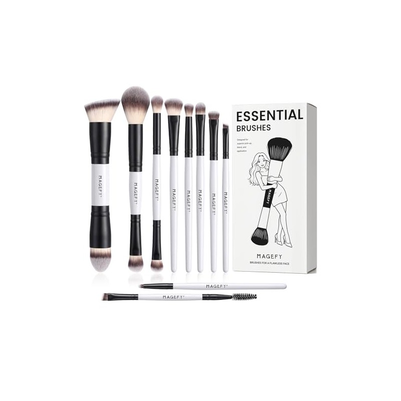 10 Piezas Brochas para Maquillaje Profesional, Brochas de Maquillaje de