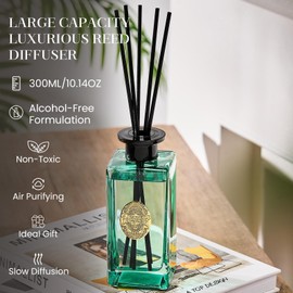 M&SENSE 10.14 oz Large Reed Diffuser Set | SEA Island Cotton Scent Oil Diffuser with Sticks | Bedroom Bathroom Living Room Decor