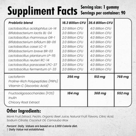 Colostrum Supplement | Bovine Grass Fed Colostrum with 60% IgG | with Lactoferrin PRPs Probiotics & Prebiotics | Gentle on Kids & Adults | GMO-Free | Tastes Delicious | 90 Gummies