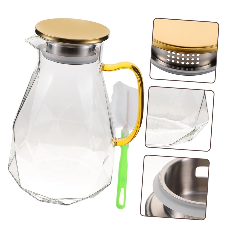 LABRIMP Large Capacity Glass Water Pitcher Drinking Water Filter Stainless