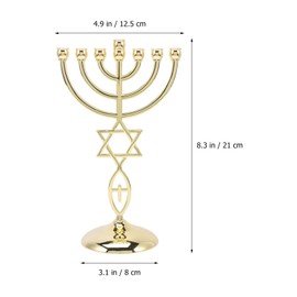 MAGICLULU Gold Jerusalem Candle Holder Menorah Candle Holder 7 Branches Judaica Traditiona Jewish Menorah Candle Sticks Holder for Spiritual Religious Home Decor