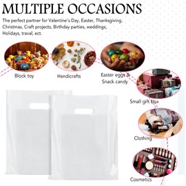 Kosiz 1000 Pcs Plastic Shopping Bags Bulk 9 x 12 in Goodie Merchandise Bags with Die Cutting Handles Small Party Favor Gift Bags for Business, Birthday, Wedding Party Christmas Supplies(White)