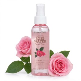 NATURE WELL Rose Water Hydrating Facial Toner Mist for Dewy & Radiant Skin, Refr