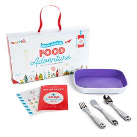 Munchkin Food Adventure Splash Toddler Dining Set, Includes Premium Plate and Stainless Steel Utensils, Purple