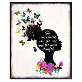 Motivational Positive Quote - Black Wall Art Decor for African Afro American Women - Rustic Plaque Sign for Teens or Girls Bedroom, Living Room, Bathroom - Inspirational Gift - Unframed