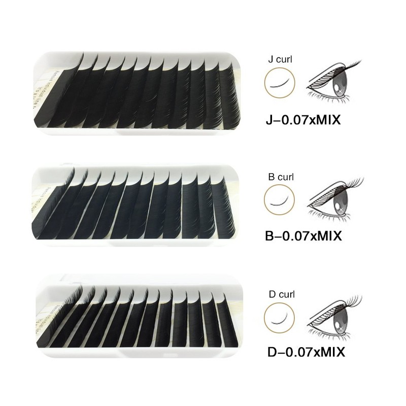 EMEDA Silk False Eyelashes Extensions 0.07 mm Mix J B