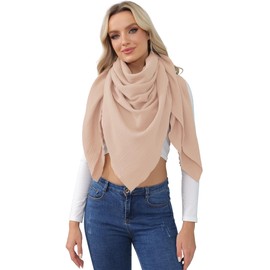 WELROG 100% Cotton Scarf for Women Winter Neckerchief Women's Scarf Made of 51 x 51 Inches Plain Warm Scarf Women's Winter Scarf Muslim Headscarf, cocoa color