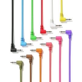 ExcelValley - Right Angle Mono Modular Patch Cables TS 3.5mm 1/8 inch Eurorack Synthesizer [12-Pack | 45 cm - 17.72"]