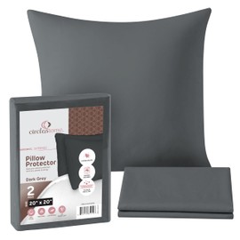 CIRCLESHOME Circles Home, 100% Cotton Zippered Pillow Protector, Dark Grey, 20x20, 2 Pack