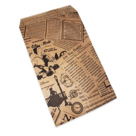 LaTisoro 100 Bags of our 4"" x 6"" NewsPrint Pattern flat paper bags for stores, dispensaries, treats, gifts, promotions, and more.