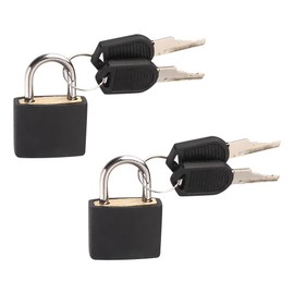 2 Pcs 42mm Plastic Keyed Padlocks Heavy Duty Key Locks Large Gym Locker Lock Travel Suitcase Padlocks Small Luggage Locks Jewelry Box Padlock with Key for Indoor Outdoor Black