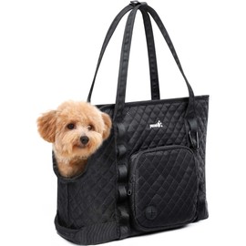 Pecute Dog Purse Carrier, Dog Carrier with Pockets for Small Dogs, Fits Dogs 5.5 lbs to 11 lbs, Cat and Puppies Tote Bag, Outing, Travel, Vet, Black