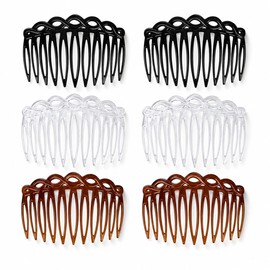 CARAGO French Hair Combs Slides For Women, Hair Accessories French Comb Plastic Twist Hair Slides Clips Pin, 3 Colours Bridal Wedding Veil Teeth Comb 6 Pcs