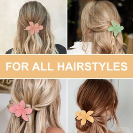 CURASA Flat Flower Hair Clips for Women 6pcs Lay Flat claw clips Matte Claw Clips for Thick Thin Hair Flower Clips for Hair French Barrette Hair Accessories for Women Girls