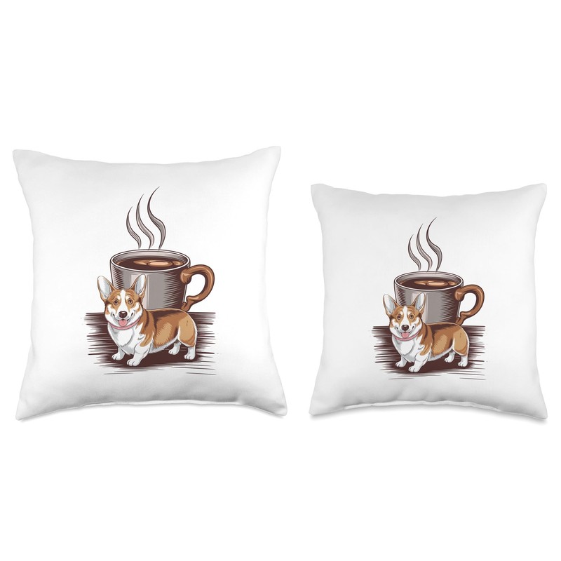 Cute Corgi with Coffee Cup Design - Adorable Gift Throw