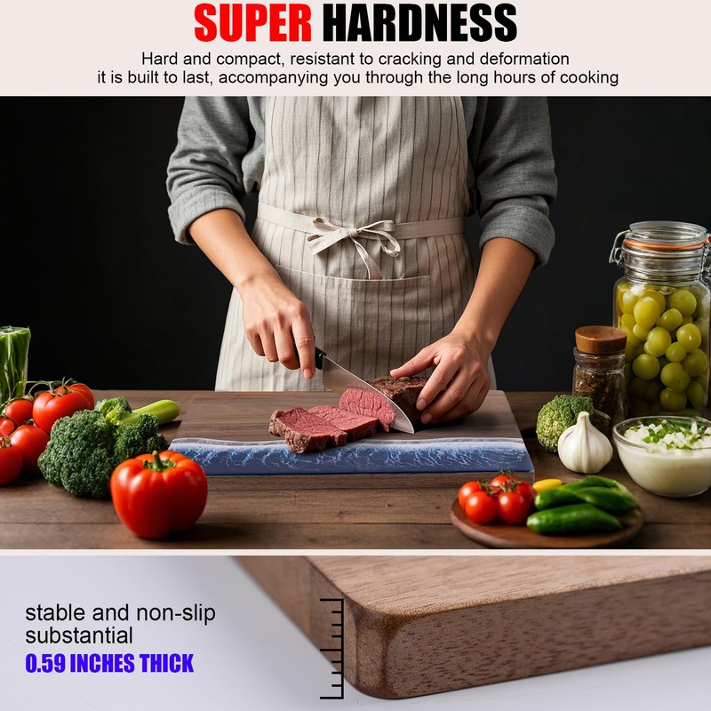 gzcmxh Resin Cutting Board, Handmade Charcuterie Board with Wave Pattern