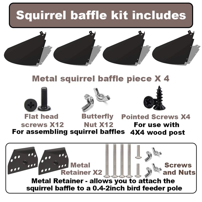 Pirateant 24 Inch Metal Squirrel Baffle,Adjustable Opening Size, for Up