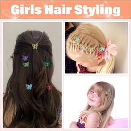 Ahoney 60PCS Mini Butterfly Hair Clips for Hair with Box Glitter 90s Y2k Hair Accessories for Girls Women 04