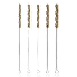 MOLZINY Pack of 5 Wire Brush Pipe Cleaning Brush Brass Brush Brass Wire Brush Round Steel Brush Drill Hole Brush Brass Pipe Cleaning Brush for Pipe Pipe Cylinder Bores Cleaning 6/8/10/12/15 mm