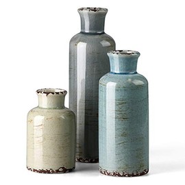 CwlwGO- Ceramic vase 3 Piece Set, Small vase for Country Home Decoration, Modern Farmhouse Decoration, Living Room Decoration, Table Decoration, Bookcase, Fireplace and Entrance Decoration-Multicolor